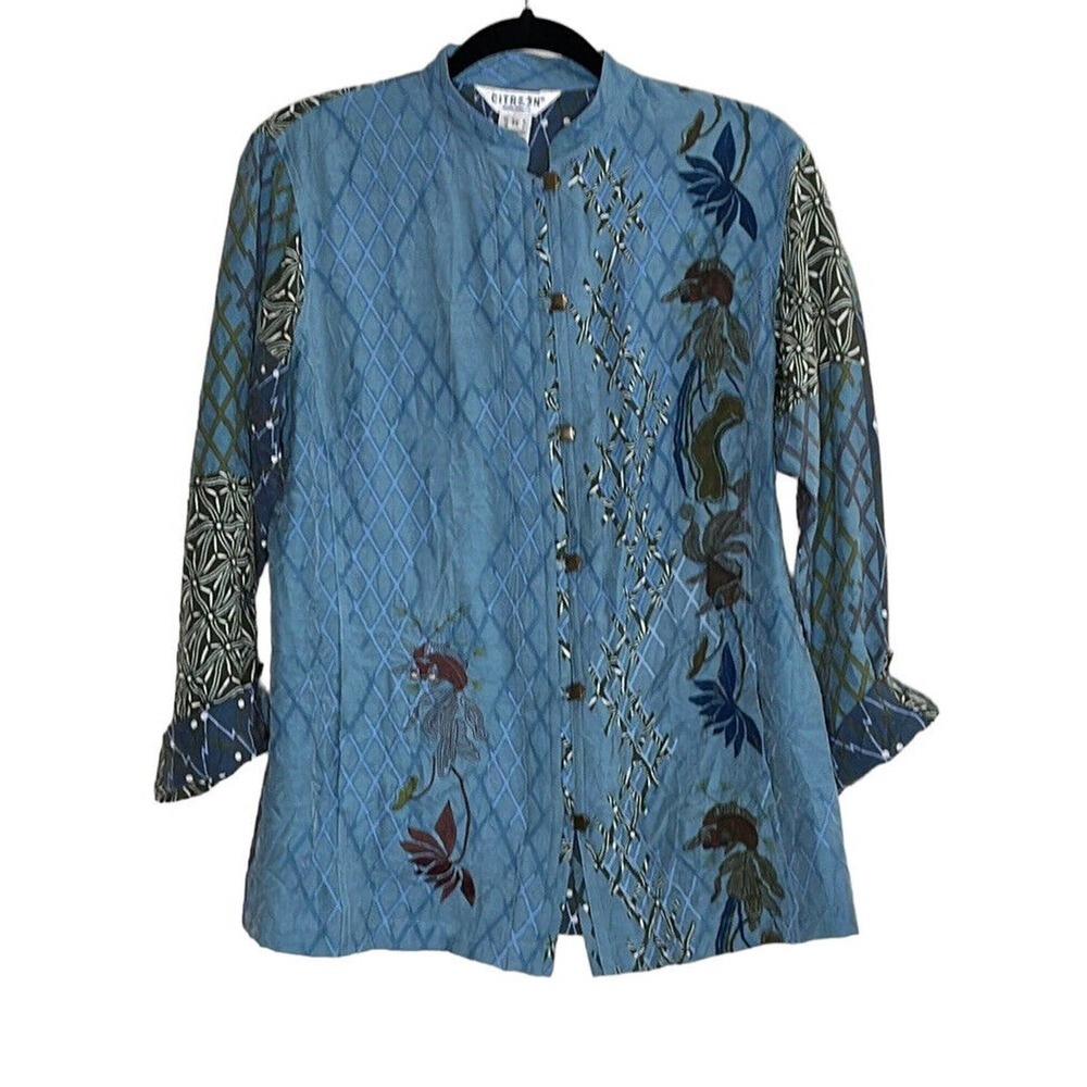 CITRON SANATA MONICA BAMBOO TOP WITH EMBROIDERY AND MADRAS SIZE M